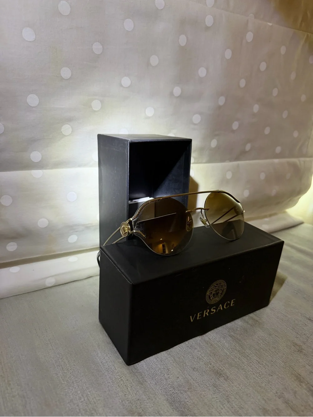 Versace Women’s Gold and Brown Gradient Aviator Sunglasses